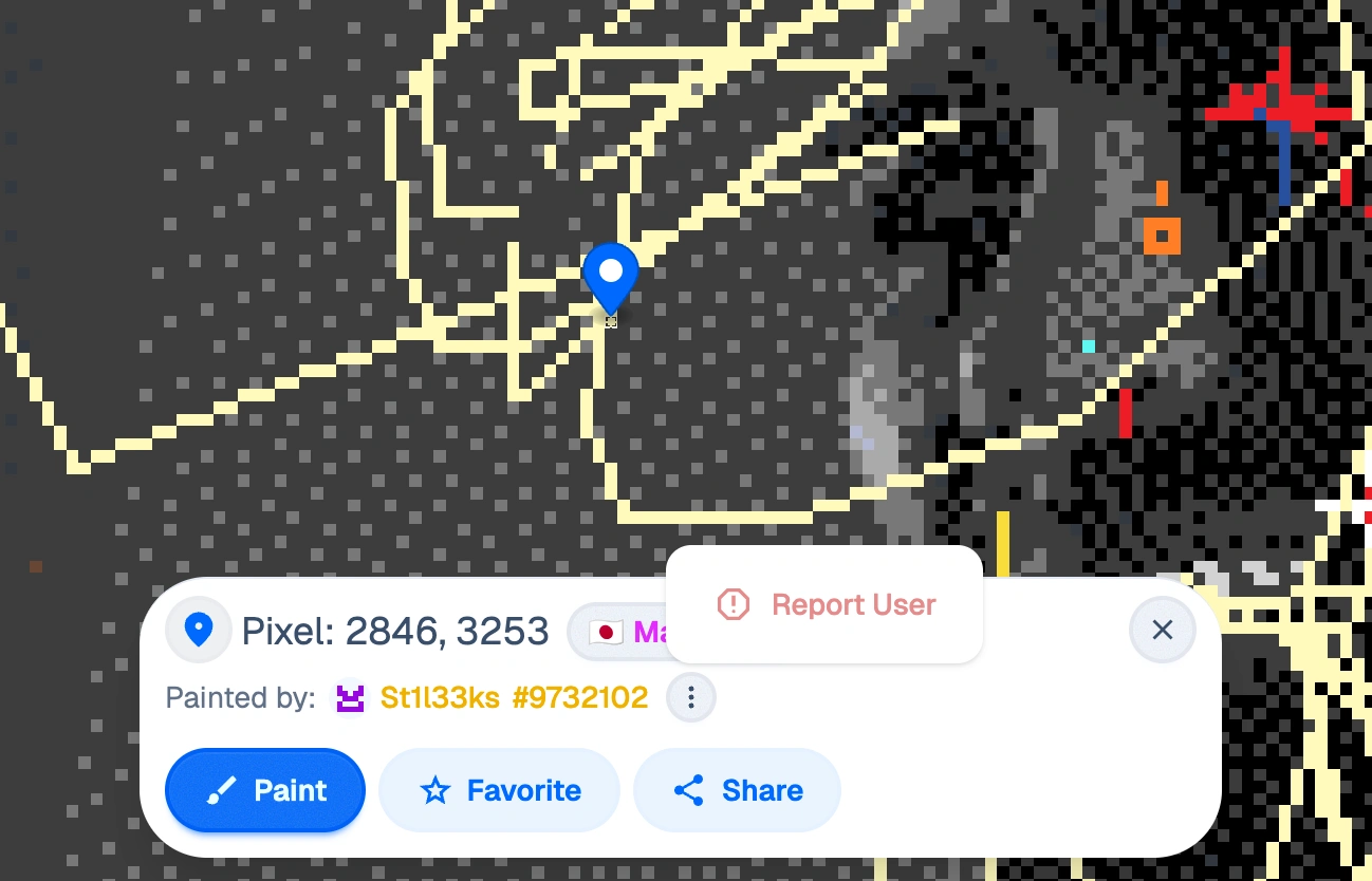 Wplace report button location guide