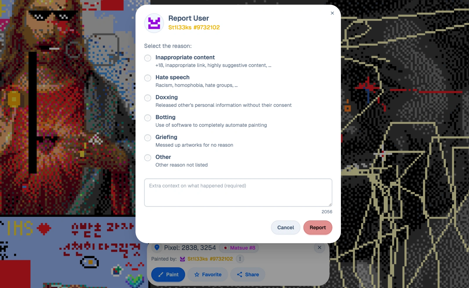 Valid report categories comparison table